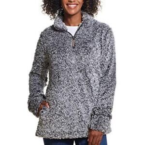 Weatherproof Vinatge Fur Sherpa Half Zip Pullover Gray Women's Size Medium